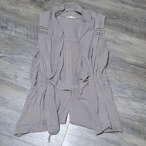 Maurices Waterfall Sleeveless Vest in Taupe size Medium